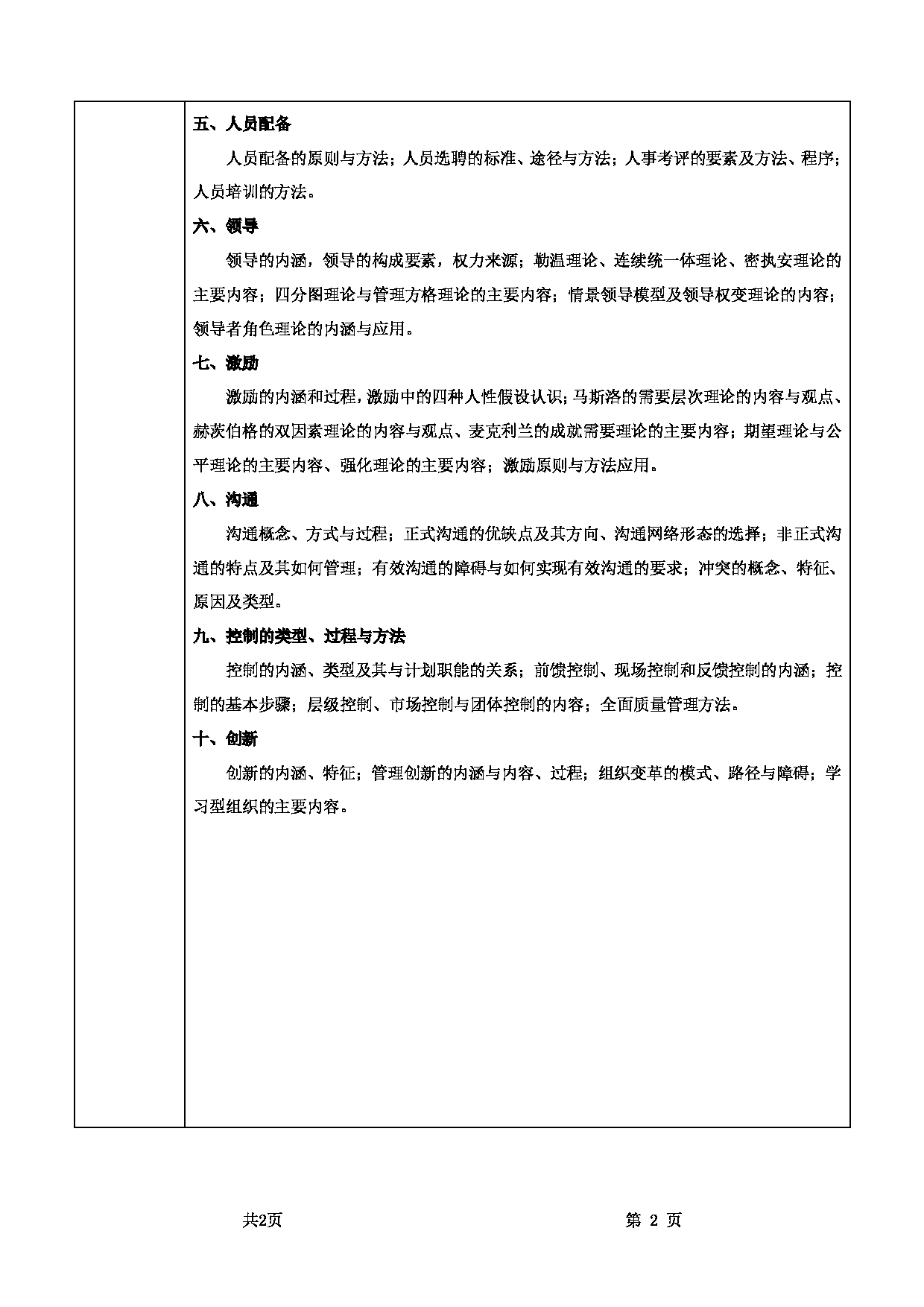2022考研大纲:甘肃农业大学2022年考研初试科目 818-《管理学原理》考试大纲 考试大纲第2页 2022考研大纲:甘肃农业大学2022年考研初试科目 818-《管理学原理》考试大纲 考试大纲第2页