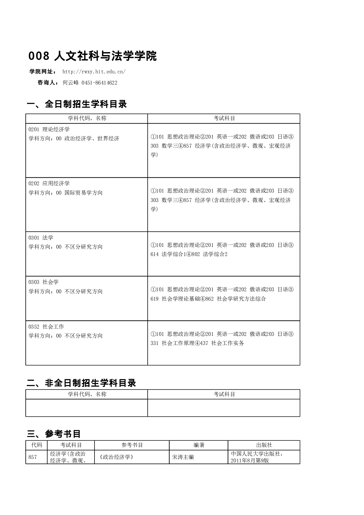 2023招生目录：哈尔滨工业大学2023年 人文社科与法学学院 研究生招生专业目录第1页