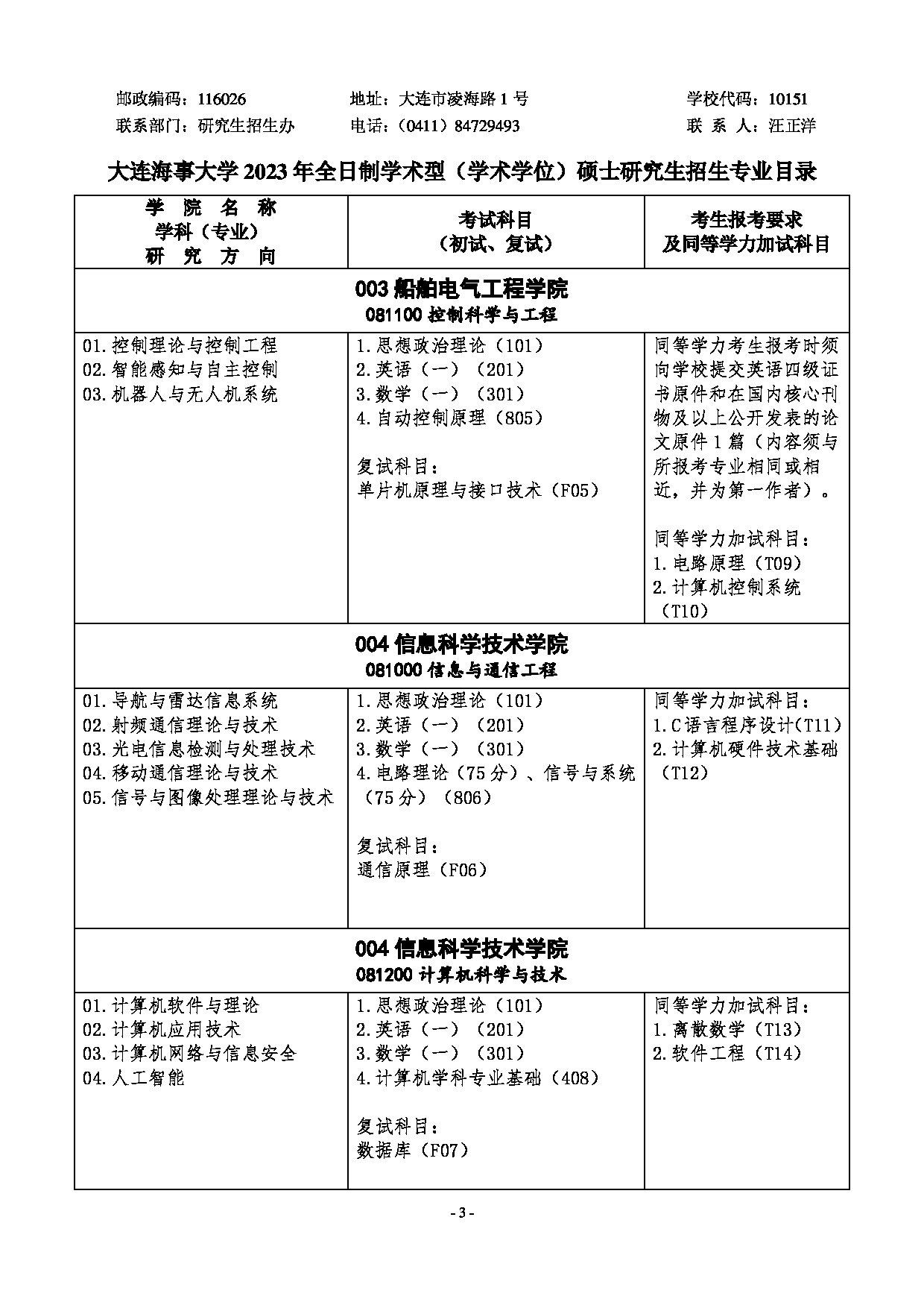 2023招生目录：大连海事大学2023年硕士研究生招生专业目录第3页