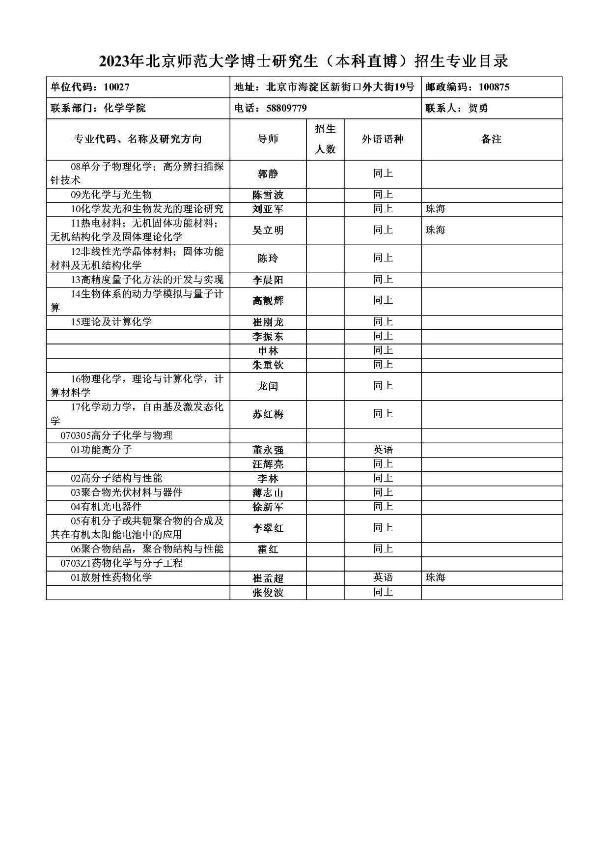 2023招生目录：2023年博士研究生（本科直博）招生专业目录第5页