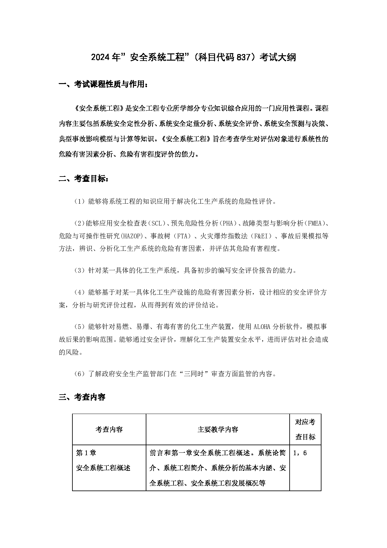 2024考研大纲:华东理工大学2024年考研自命题科目 837安全系统工程 考试大纲第1页 2024考研大纲:华东理工大学2024年考研自命题科目 837安全系统工程 考试大纲第1页