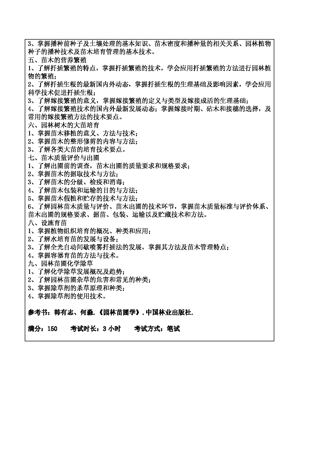 2024考研大纲：东北林业大学2024年考研自命题科目 002-园林学院 622-园林树木学（含园林苗圃） 考试大纲第3页