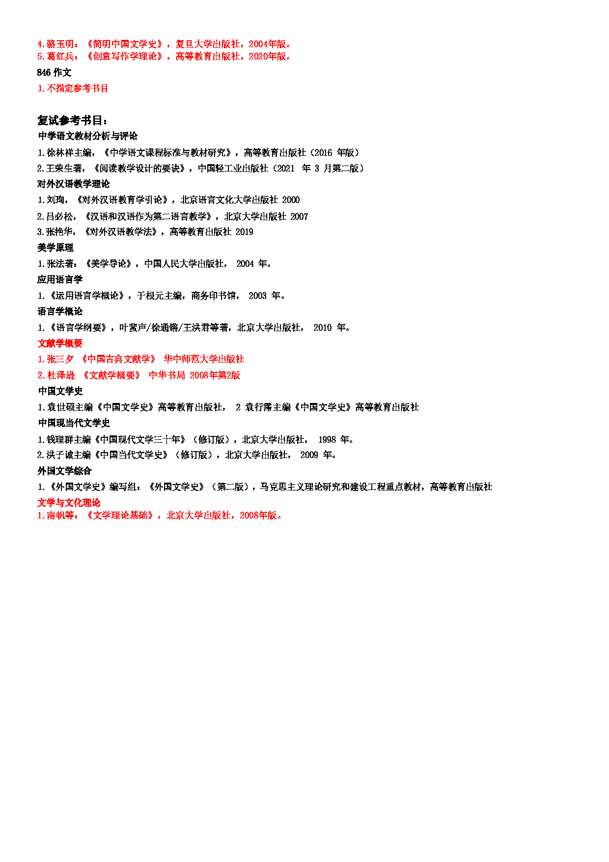 2025考研参考书目:江西师范大学011文学院2025年考研自命题科目参考书目第3页 2025考研参考书目:江西师范大学011文学院2025年考研自命题科目参考书目第3页