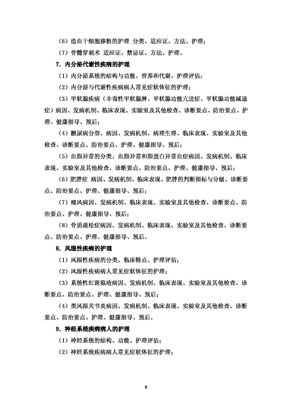 2025考研大纲：温州医科大学2025年考研自命题科目 《护理综合》 考试大纲第9页
